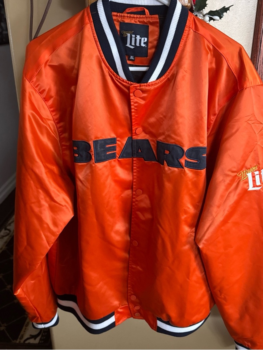 Chicago Bears orange satin jacket with pockets